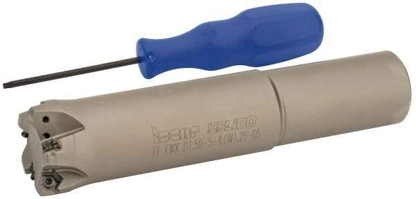 Iscar - 1-1/2" Cut Diam, 0.04" Max Depth, 1-1/4" Shank Diam, Weldon Shank Indexable High-Feed End Mill - Screw Holding Method, H600 WXCU 05 Insert, FF EWX-05 Toolholder, Through Coolant - Industrial Tool & Supply