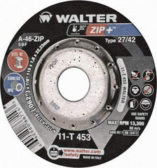 WALTER Surface Technologies - 4-1/2" Wheel Diam, 1/16" Wheel Thickness, 7/8" Arbor Hole, Depressed Center Wheel - Aluminum Oxide/Silicon Carbide Blend, 13,300 Max RPM - Industrial Tool & Supply