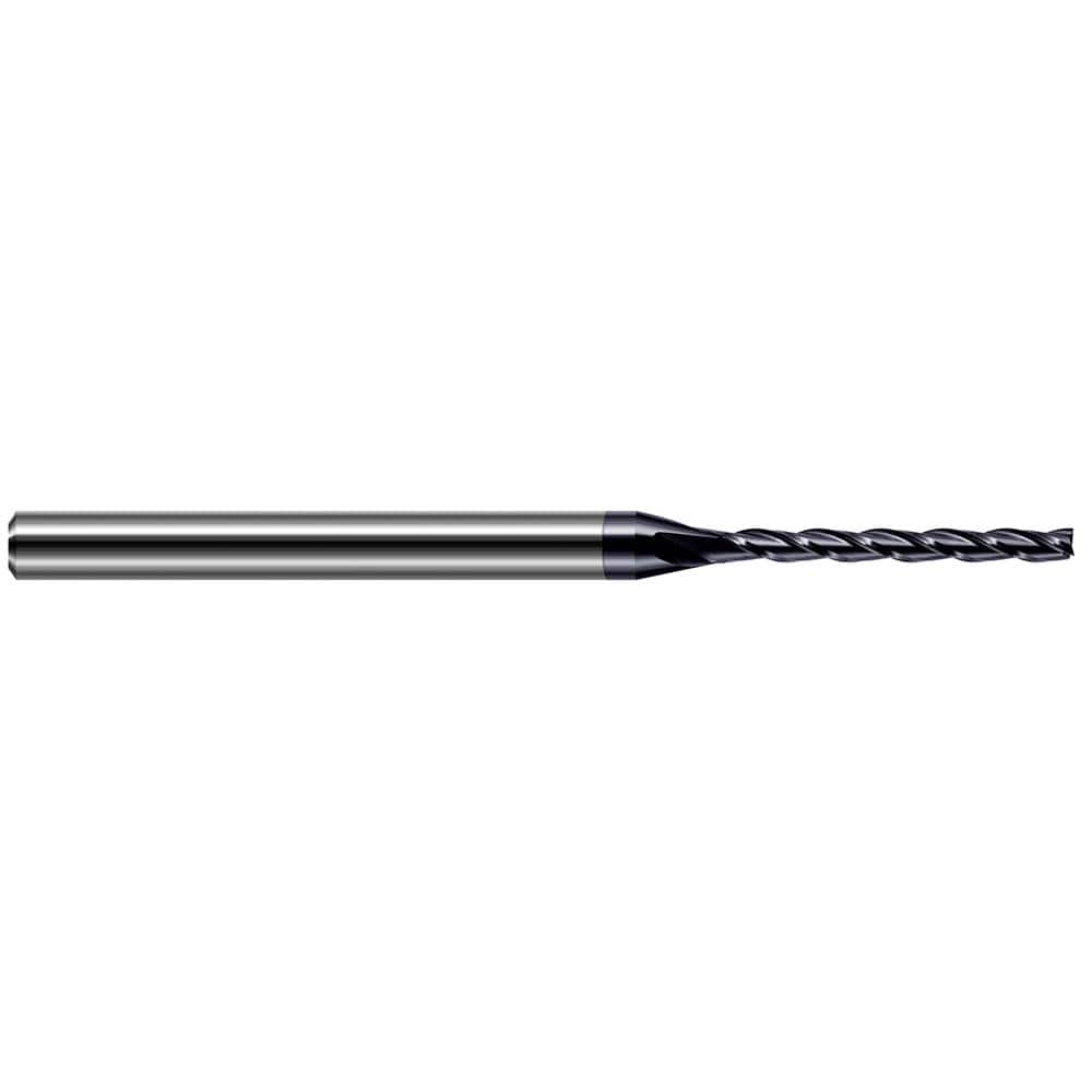 Square End Mill: 1/32'' Dia, 5/16'' LOC, 1/8'' Shank Dia, 2-1/2'' OAL, 3 Flutes, Solid Carbide Single End, AlTiN Finish, 30 ° Helix, Centercutting, RH Cut, RH Flute