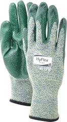 Ansell - Size XL (10), ANSI Cut Lvl 4, Abrasion Lvl 3, Nitrile Coated Cut Resistant Gloves - 12" Long, Palm & Fingers Coated, Intercept Technology with DuPont Kevlar Lining, Knit Wrist, Green, Paired - Industrial Tool & Supply