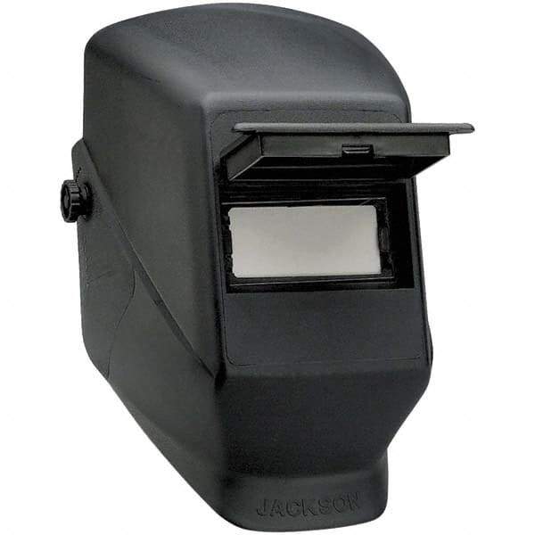 Jackson Safety - 4-1/4" Window Width x 2" Window Height, 10 Shade Fixed Shade Lens, Front Lift Welding Helmet - Black Thermoplastic - Industrial Tool & Supply