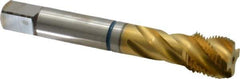 Guhring - 5/8-18 UNF 4 Flute 2B Modified Bottoming Spiral Flute Tap - Powdered Metal, TiN Finish, 3-13/16" OAL, Right Hand Flute, Right Hand Thread, Series 3911 - Exact Industrial Supply