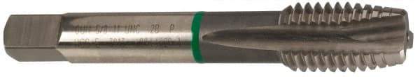Guhring - 1/4-20 UNC, 3 Flute, Bright Finish, Cobalt Spiral Point Tap - Plug Chamfer, Right Hand Thread, 2-1/2" OAL, 0.63" Thread Length, 0.255" Shank Diam, 2B Class of Fit, Series 3913 - Exact Industrial Supply