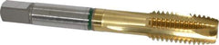 Guhring - M12x1.75 Metric Coarse, 4 Flute, TiN Finish, Cobalt Spiral Point Tap - Plug Chamfer, Right Hand Thread, 3-3/8" OAL, 0.866" Thread Length, 0.367" Shank Diam, 6H Class of Fit, Series 3915 - Exact Industrial Supply