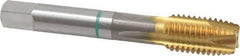 Guhring - M14x2.00 Metric Coarse, 4 Flute, TiN Finish, Cobalt Spiral Point Tap - Plug Chamfer, Right Hand Thread, 3-19/32" OAL, 0.945" Thread Length, 0.429" Shank Diam, 6H Class of Fit, Series 3915 - Exact Industrial Supply