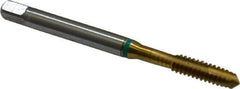 Guhring - #10-24 UNC, 3 Flute, TiN Finish, Cobalt Spiral Point Tap - Plug Chamfer, Right Hand Thread, 2-3/8" OAL, 0.551" Thread Length, 0.194" Shank Diam, 2B Class of Fit, Series 3916 - Exact Industrial Supply