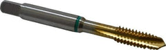 Guhring - 1/4-20 UNC, 3 Flute, TiN Finish, Cobalt Spiral Point Tap - Plug Chamfer, Right Hand Thread, 2-1/2" OAL, 0.63" Thread Length, 0.255" Shank Diam, 2B Class of Fit, Series 3916 - Exact Industrial Supply