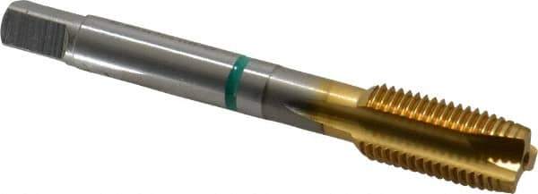 Guhring - 7/16-20 UNF, 3 Flute, TiN Finish, Cobalt Spiral Point Tap - Plug Chamfer, Right Hand Thread, 3-5/32" OAL, 0.866" Thread Length, 0.323" Shank Diam, 2B Class of Fit, Series 3917 - Exact Industrial Supply