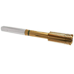 Guhring - 1/2-20 UNF, 4 Flute, TiN Finish, Cobalt Spiral Point Tap - Plug Chamfer, Right Hand Thread, 3-3/8" OAL, 0.866" Thread Length, 0.367" Shank Diam, 2B Class of Fit, Series 3917 - Exact Industrial Supply