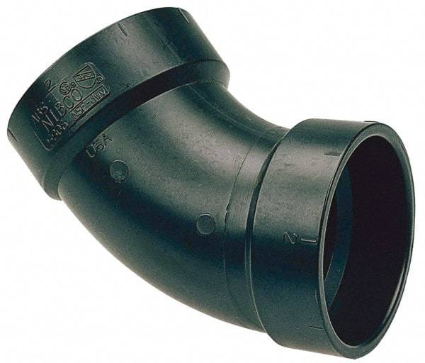 NIBCO - 4", ABS Drain, Waste & Vent Pipe 45 Elbow - Hub x Hub - Industrial Tool & Supply