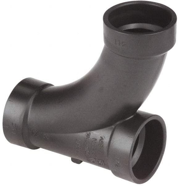 NIBCO - 2 x 1-1/2 x 2", ABS Drain, Waste & Vent Pipe Long Radius TY - Hub x Hub x Hub - Industrial Tool & Supply