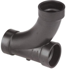 NIBCO - 3", ABS Drain, Waste & Vent Pipe Long Radius TY - Hub x Hub x Hub - Industrial Tool & Supply