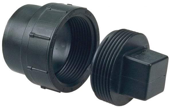 NIBCO - 6", ABS Drain, Waste & Vent Pipe Cleanout Adapter - Spig x CO with Plug - Industrial Tool & Supply