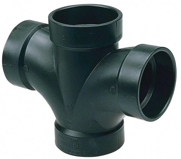 NIBCO - 4", ABS Drain, Waste & Vent Pipe Double Sanitary Tee - All Hub - Industrial Tool & Supply