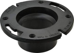 NIBCO - 3 or 4" Pipe, 5-3/8" OD, ABS Flush Closet Flange with Pipe Stop - 180° Max Working Temp, Hub or Spig End Connections - Industrial Tool & Supply