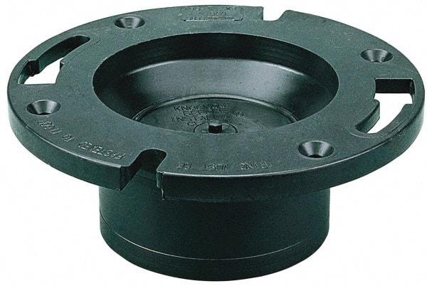 NIBCO - 4" Pipe, 5-3/8" OD, ABS Closet Flange with Knockout Test Plug - 180° Max Working Temp, Hub End Connections - Industrial Tool & Supply
