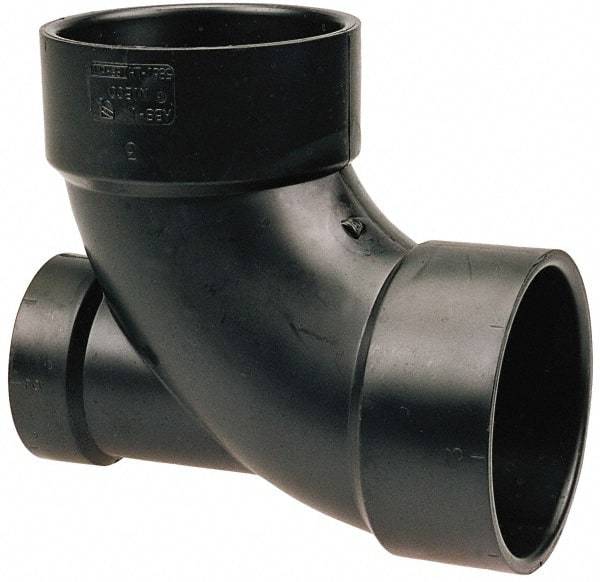 NIBCO - 3 x 3 x 1-1/2", ABS Drain, Waste & Vent Pipe 90 Elbow with Low Heel Inlet - Hub x Hub x Hub - Industrial Tool & Supply