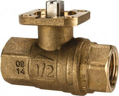 Value Collection - 1/2" Pipe, Full Port, Brass Standard Ball Valve - 1 Piece, Inline - One Way Flow, FNPT x FNPT Ends, ISO Actuation Mount Handle, 600 WOG - Industrial Tool & Supply