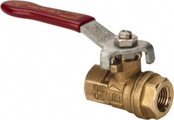 Value Collection - 1/4" Pipe, Full Port, Brass UL Listed Ball Valve - 1 Piece, Inline - One Way Flow, FNPT x FNPT Ends, Lever Handle, 600 WOG, 150 WSP - Industrial Tool & Supply