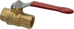 Value Collection - 1/2" Pipe, Full Port, Brass UL Listed Ball Valve - 1 Piece, Inline - One Way Flow, FNPT x FNPT Ends, Lever Handle, 600 WOG, 150 WSP - Industrial Tool & Supply