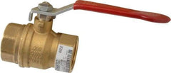 Value Collection - 1-1/4" Pipe, Full Port, Brass UL Listed Ball Valve - 1 Piece, Inline - One Way Flow, FNPT x FNPT Ends, Lever Handle, 600 WOG, 150 WSP - Industrial Tool & Supply