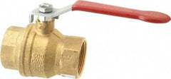 Value Collection - 1-1/2" Pipe, Full Port, Brass UL Listed Ball Valve - 1 Piece, Inline - One Way Flow, FNPT x FNPT Ends, Lever Handle, 600 WOG, 150 WSP - Industrial Tool & Supply