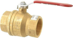 Value Collection - 2" Pipe, Full Port, Brass UL Listed Ball Valve - 1 Piece, Inline - One Way Flow, FNPT x FNPT Ends, Lever Handle, 600 WOG, 150 WSP - Industrial Tool & Supply