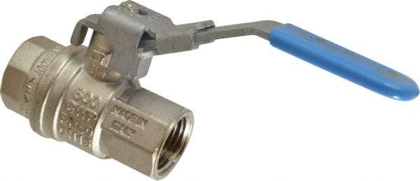 Value Collection - 1/2" Pipe, Full Port, Brass UL Listed Ball Valve - 1 Piece, Inline - One Way Flow, FNPT x FNPT Ends, Locking Lever Handle, 600 WOG - Industrial Tool & Supply