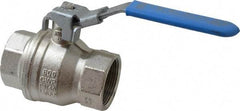 Value Collection - 1-1/2" Pipe, Full Port, Brass UL Listed Ball Valve - 1 Piece, Inline - One Way Flow, FNPT x FNPT Ends, Locking Lever Handle, 600 WOG - Industrial Tool & Supply