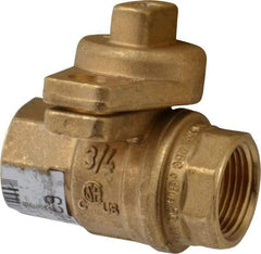 Value Collection - 3/4" Pipe, Brass, Straight without Side Tap, Gas Ball Valve - 600 psi WOG Rating, Locking Cap Handle, FNPT x FNPT End Connections, 1 Piece - Industrial Tool & Supply