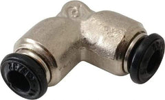 Alpha Technologies - 4mm Outside Diam, Nickel Plated Brass Push-to-Connect Tube Union Elbow - 250 Max psi, Tube to Tube Connection, Buna O-Ring - Industrial Tool & Supply