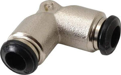Alpha Technologies - 6mm Outside Diam, Nickel Plated Brass Push-to-Connect Tube Union Elbow - 250 Max psi, Tube to Tube Connection, Buna O-Ring - Industrial Tool & Supply