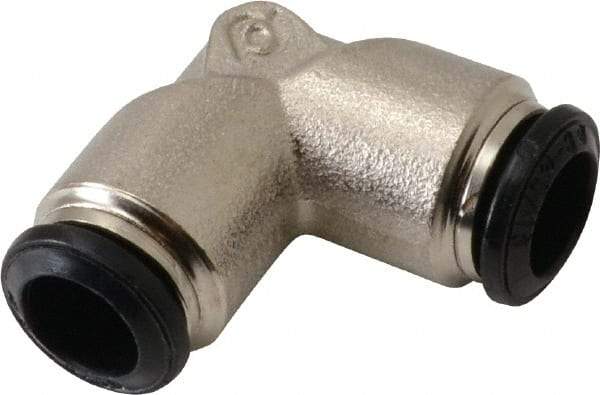 Alpha Technologies - 8mm Outside Diam, Nickel Plated Brass Push-to-Connect Tube Union Elbow - 250 Max psi, Tube to Tube Connection, Buna O-Ring - Industrial Tool & Supply