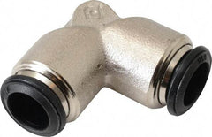 Alpha Technologies - 10mm Outside Diam, Nickel Plated Brass Push-to-Connect Tube Union Elbow - 250 Max psi, Tube to Tube Connection, Buna O-Ring - Industrial Tool & Supply