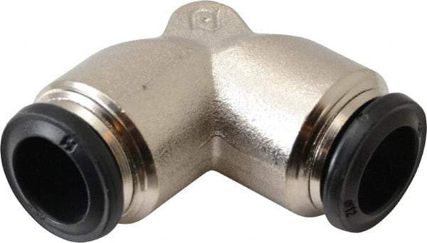 Alpha Technologies - 12mm Outside Diam, Nickel Plated Brass Push-to-Connect Tube Union Elbow - 250 Max psi, Tube to Tube Connection, Buna O-Ring - Industrial Tool & Supply