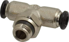 Alpha Technologies - 4mm Outside Diam, 1/8 Universal, Nickel Plated Brass Push-to-Connect Tube Male Swivel Branch Tee - 250 Max psi, Tube to Universal Thread Connection, Buna O-Ring - Industrial Tool & Supply
