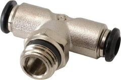 Alpha Technologies - 6mm Outside Diam, 1/4 Universal, Nickel Plated Brass Push-to-Connect Tube Male Swivel Branch Tee - 250 Max psi, Tube to Universal Thread Connection, Buna O-Ring - Industrial Tool & Supply