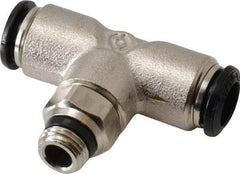 Alpha Technologies - 8mm Outside Diam, 1/8 Universal, Nickel Plated Brass Push-to-Connect Tube Male Swivel Branch Tee - 250 Max psi, Tube to Universal Thread Connection, Buna O-Ring - Industrial Tool & Supply