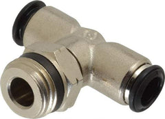 Alpha Technologies - 10mm Outside Diam, 1/2 Universal, Nickel Plated Brass Push-to-Connect Tube Male Swivel Branch Tee - 250 Max psi, Tube to Universal Thread Connection, Buna O-Ring - Industrial Tool & Supply