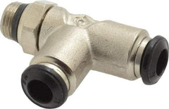 Alpha Technologies - 6mm Outside Diam, 1/8 Universal, Nickel Plated Brass Push-to-Connect Tube Male Swivel Run Tee - 250 Max psi, Tube to Universal Thread Connection, Buna O-Ring - Industrial Tool & Supply