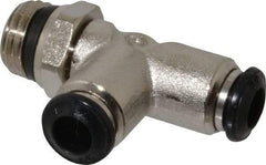 Alpha Technologies - 6mm Outside Diam, 1/4 Universal, Nickel Plated Brass Push-to-Connect Tube Male Swivel Run Tee - 250 Max psi, Tube to Universal Thread Connection, Buna O-Ring - Industrial Tool & Supply