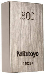 Mitutoyo - 0.8" Rectangular Steel Gage Block - Accuracy Grade 0, Includes Certificate of Inspection - Industrial Tool & Supply