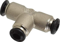 Alpha Technologies - 4mm Outside Diam, Nickel Plated Brass Push-to-Connect Tube Union Tee - 250 Max psi, Tube to Tube Connection, Buna O-Ring - Industrial Tool & Supply