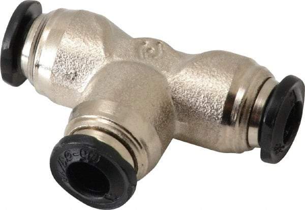 Alpha Technologies - 5mm Outside Diam, Nickel Plated Brass Push-to-Connect Tube Union Tee - 250 Max psi, Tube to Tube Connection, Buna O-Ring - Industrial Tool & Supply