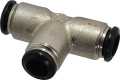Alpha Technologies - 8mm Outside Diam, Nickel Plated Brass Push-to-Connect Tube Union Tee - 250 Max psi, Tube to Tube Connection, Buna O-Ring - Industrial Tool & Supply