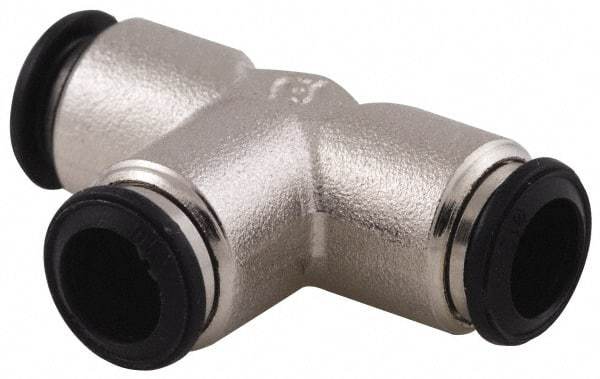 Alpha Technologies - 14mm Outside Diam, Nickel Plated Brass Push-to-Connect Tube Union Tee - 250 Max psi, Tube to Tube Connection, Buna O-Ring - Industrial Tool & Supply