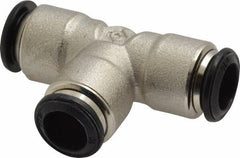 Alpha Technologies - 10mm Outside Diam, Nickel Plated Brass Push-to-Connect Tube Union Tee - 250 Max psi, Tube to Tube Connection, Buna O-Ring - Industrial Tool & Supply