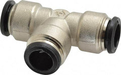 Alpha Technologies - 12mm Outside Diam, Nickel Plated Brass Push-to-Connect Tube Union Tee - 250 Max psi, Tube to Tube Connection, Buna O-Ring - Industrial Tool & Supply