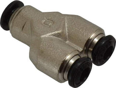 Alpha Technologies - 4mm Outside Diam, Nickel Plated Brass Push-to-Connect Tube Union Y - 250 Max psi, Tube to Tube Connection, Buna O-Ring - Industrial Tool & Supply