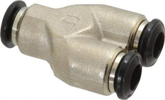 Alpha Technologies - 6mm Outside Diam, Nickel Plated Brass Push-to-Connect Tube Union Y - 250 Max psi, Tube to Tube Connection, Buna O-Ring - Industrial Tool & Supply